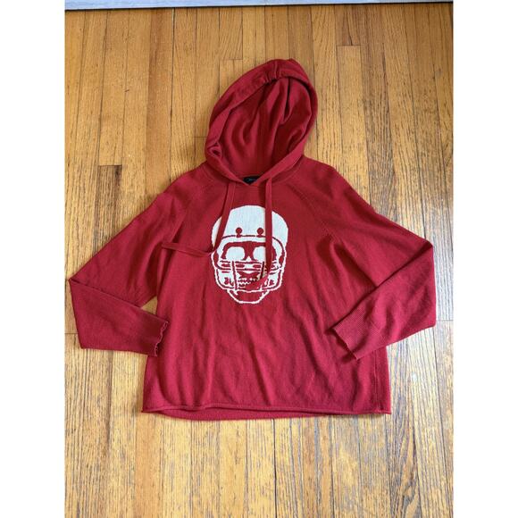 Skull Cashmere Hoodie Womens XS Red Skull Graphic 100% Cashmere Pullover Sweater - Picture 1 of 6